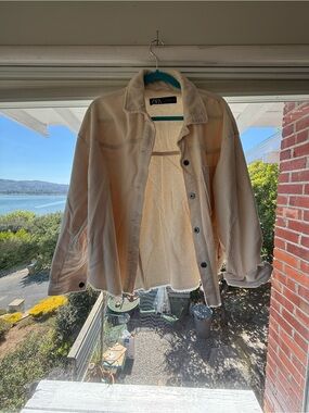 Zara Beige Corduroy Shacket Jacket - Beige